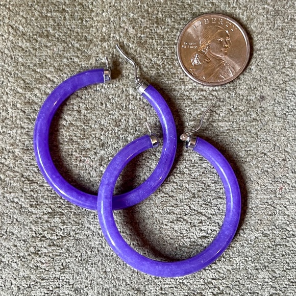 Lavender Jade Hoop Earrings with Sterling Silver Clasps